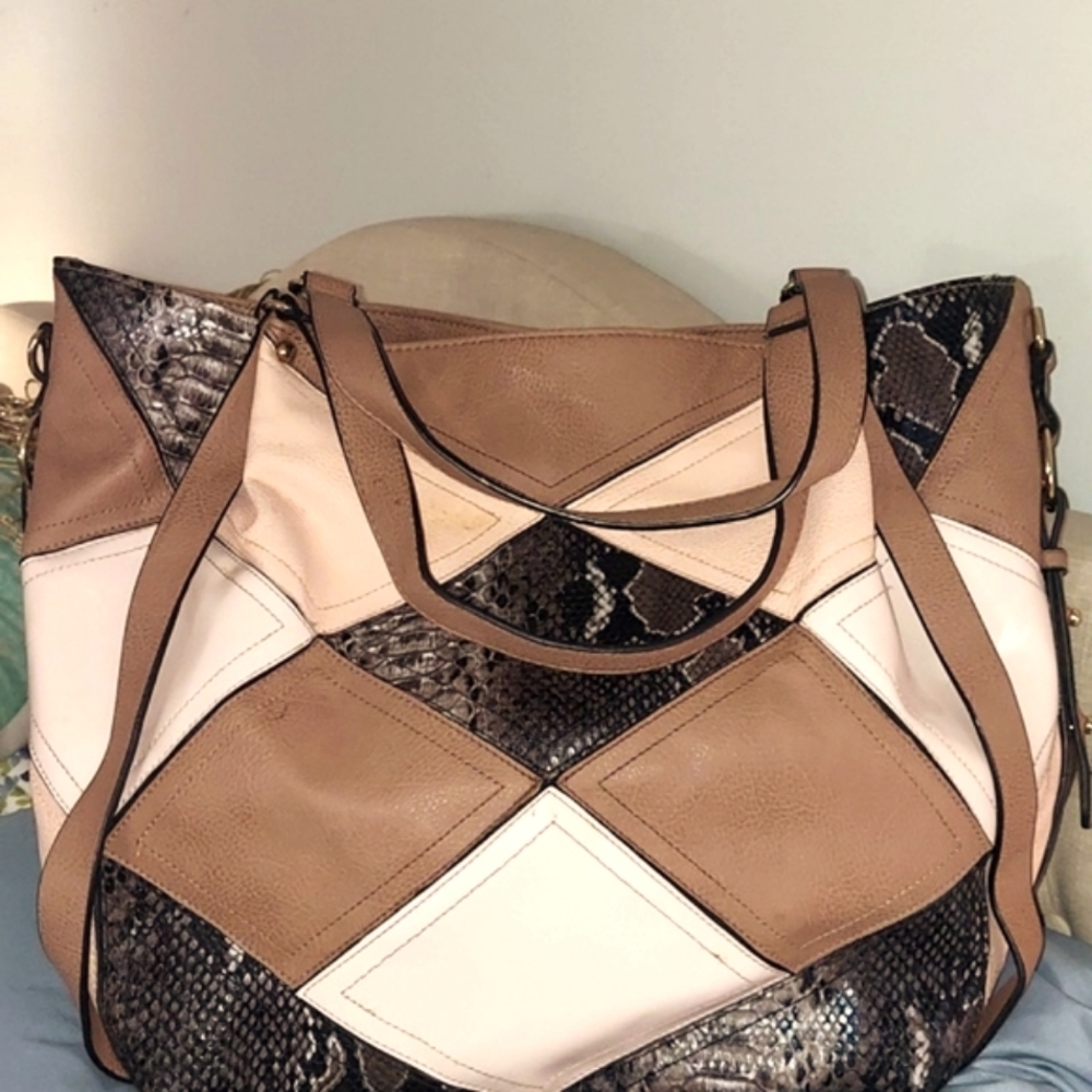 Big Buddha Large Patchwork Tote Shoulder Bag - image 1